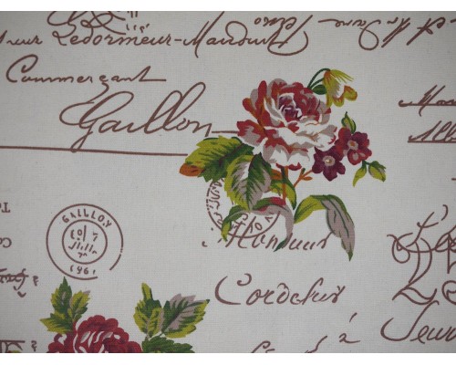 Canvas Fabric - Roses on Writing